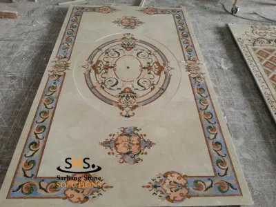 ヨーロッパのクラシックなスタイルのウォータージェット大理石メダリオン大理石象嵌家の床の装飾用